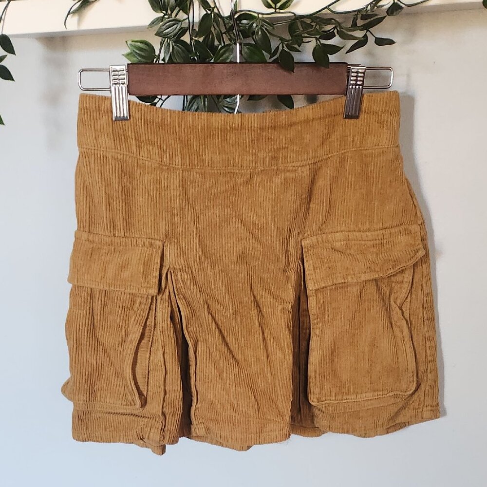 Pleated Corduroy Mini Skirt